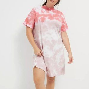 Anthropologie T.LA Heidi Mock Neck Tee Dress in Pink Tie Dye